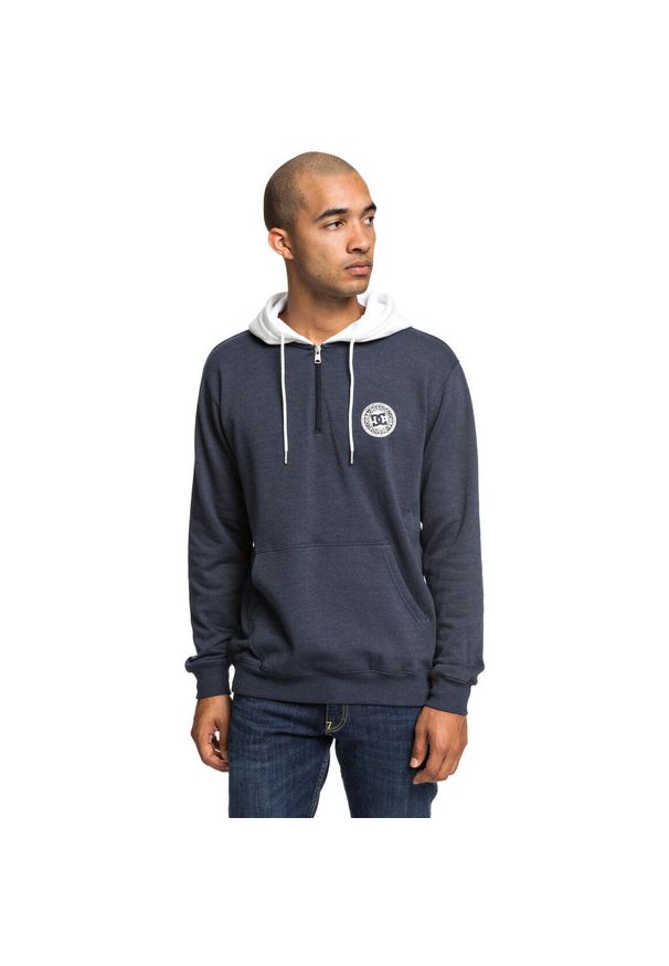 Bluza z kapturem DC Shoes Rebel Half-Zip Hoodie, Mężczyźni. Typ kołnierza: kaptur. Kolor: niebieski. Materiał: materiał, bawełna