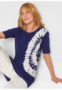 bonprix - Shirt oversize w batikowy wzór, bawełna organiczna. Kolor: niebieski. Materiał: bawełna #3