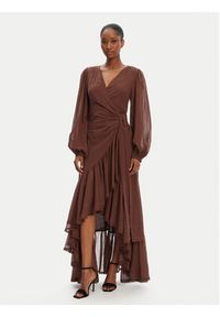 Guess Sukienka wieczorowa 5GGK53 7317A Brązowy Regular Fit. Kolor: brązowy. Materiał: bawełna. Styl: wizytowy