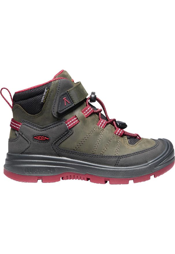keen - Buty trekkingowe dla dzieci Keen Redwood Mid WP. Wysokość cholewki: za kostkę. Zapięcie: rzepy. Kolor: zielony. Materiał: materiał. Szerokość cholewki: normalna