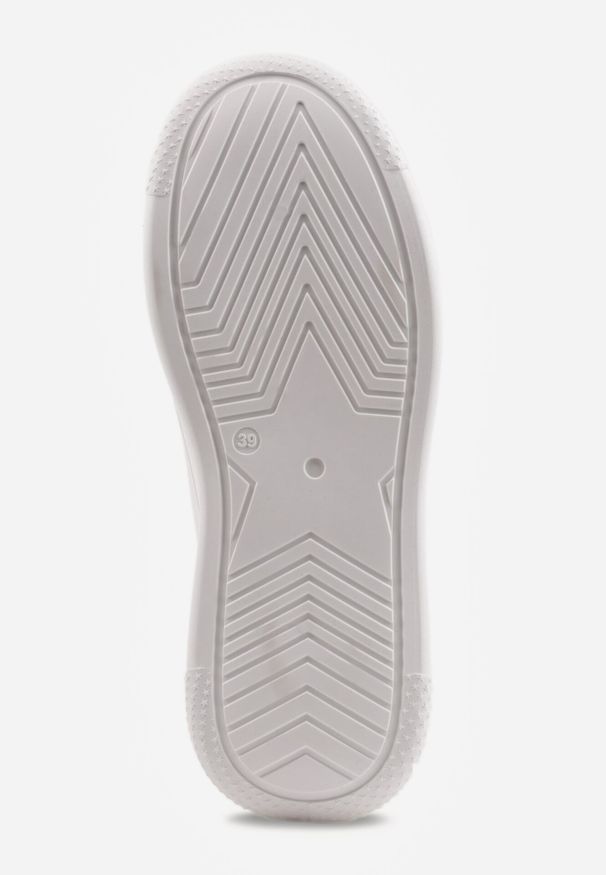 Born2be - Białe Sneakersy VICES z Metaliczną Wstawką Perforacją i Gwiazdą Edanatia. Okazja: na co dzień. Kolor: biały. Materiał: jeans. Wzór: aplikacja