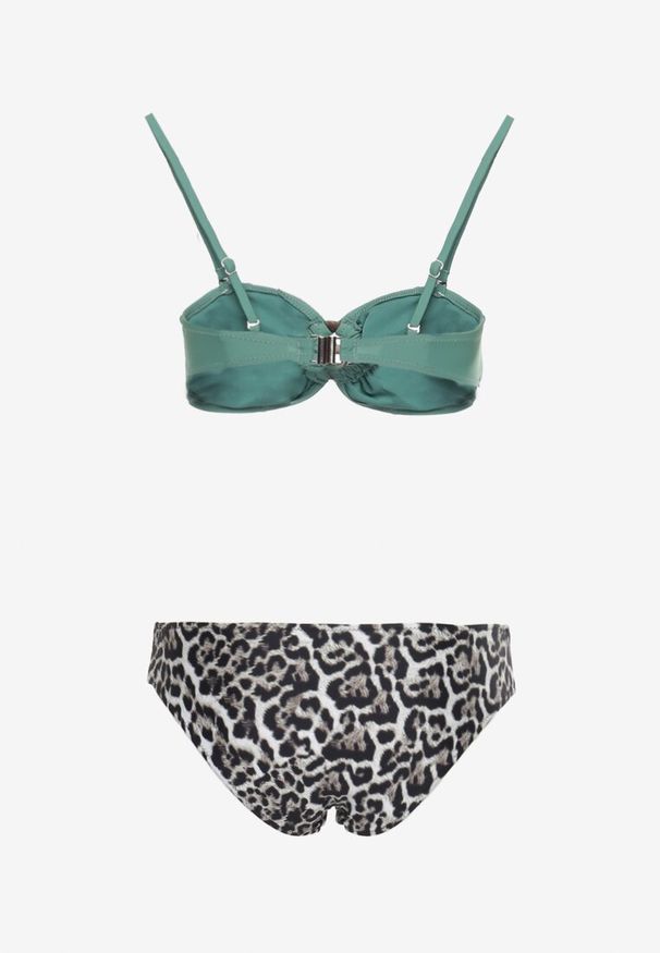 Born2be - Ciemnozielone Bikini w Zwierzęcy Print Mihella. Kolor: zielony. Wzór: nadruk, motyw zwierzęcy