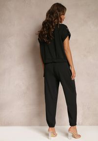 Renee - Czarny 2-częściowy Komplet z Bluzką i Spodniami Ezrala. Kolor: czarny. Wzór: aplikacja #4