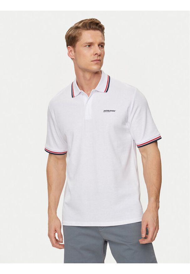 Jack & Jones - Jack&Jones Polo Campa 12250736 Biały Standard Fit. Typ kołnierza: polo. Kolor: biały. Materiał: bawełna