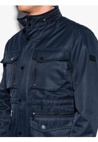 Ombre Clothing - Kurtka męska przejściowa C444 - ciemnogranatowa - L. Typ kołnierza: kołnierzyk stójkowy. Kolor: niebieski. Materiał: poliester. Sezon: wiosna #7