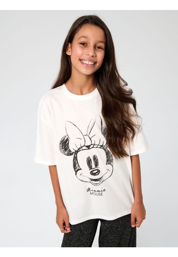 Sinsay - Koszulka Minnie Mouse - kremowy. Kolor: kremowy. Wzór: motyw z bajki