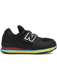 Buty dziecięce New Balance PV574KIF – czarne. Okazja: na co dzień, na uczelnię. Zapięcie: rzepy. Kolor: czarny. Materiał: guma, materiał, syntetyk. Szerokość cholewki: normalna. Model: New Balance 574. Sport: turystyka piesza