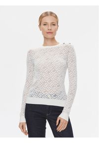 Guess Sweter W4RR28 Z3C90 Biały Slim Fit. Kolor: biały. Materiał: syntetyk