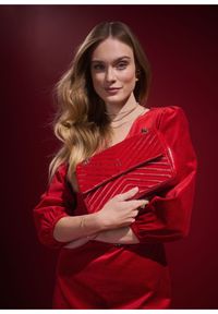 Ochnik - Czerwona skórzana lakierowana torebka damska. Kolor: czerwony. Materiał: skórzane. Styl: wizytowy, elegancki #5