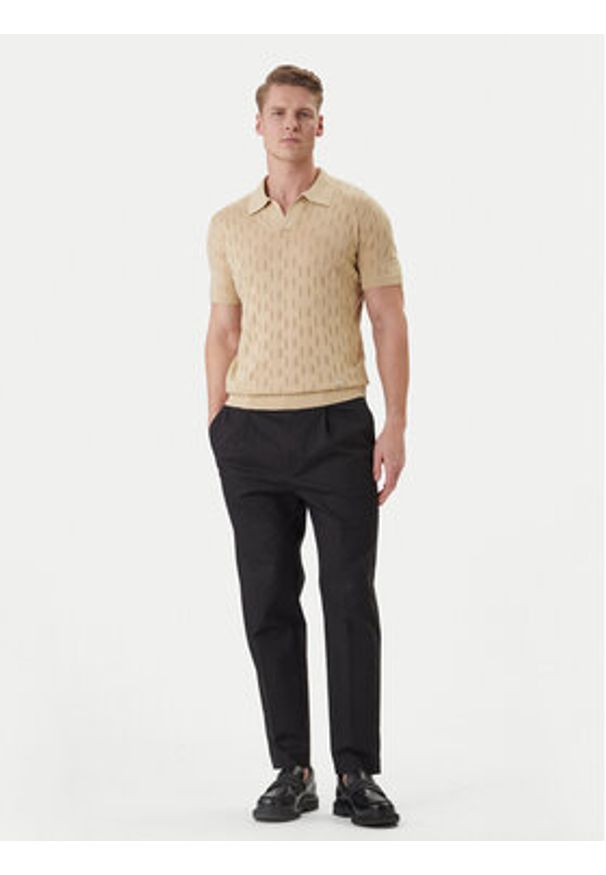 Karl Lagerfeld - KARL LAGERFELD Polo 655005 562301 Beżowy Slim Fit. Typ kołnierza: polo. Kolor: beżowy. Materiał: bawełna