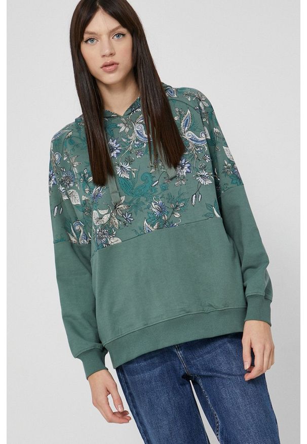 medicine - Medicine - Bluza bawełniana Bohemian. Kolor: zielony. Materiał: bawełna. Długość rękawa: raglanowy rękaw