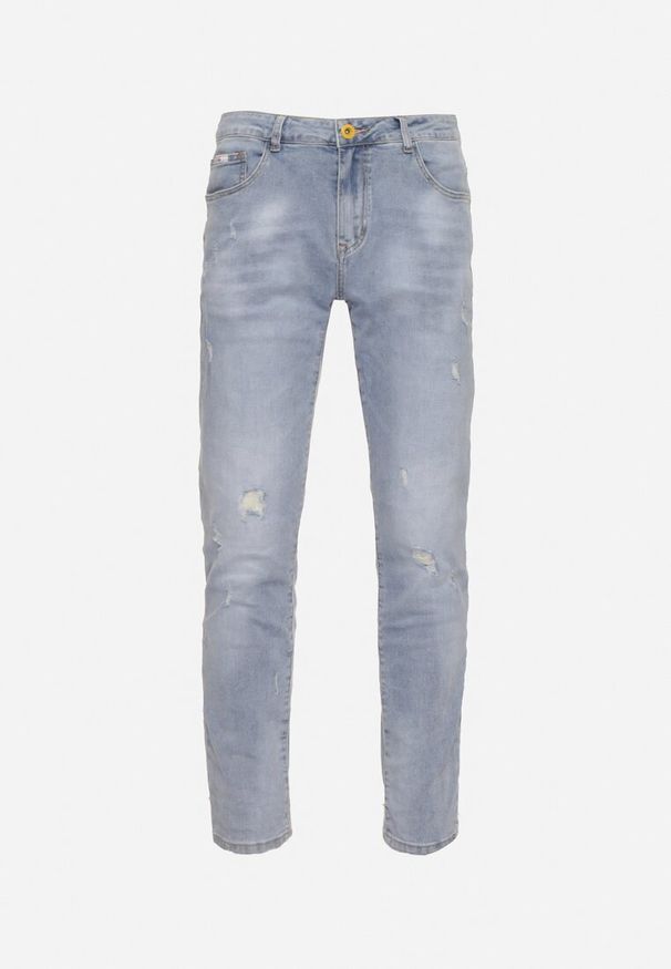 Born2be - Niebieskie Jeansy Skinny z Przetarciami i Wsuwanymi Kieszeniami Faroria. Okazja: na co dzień. Kolor: niebieski. Styl: casual