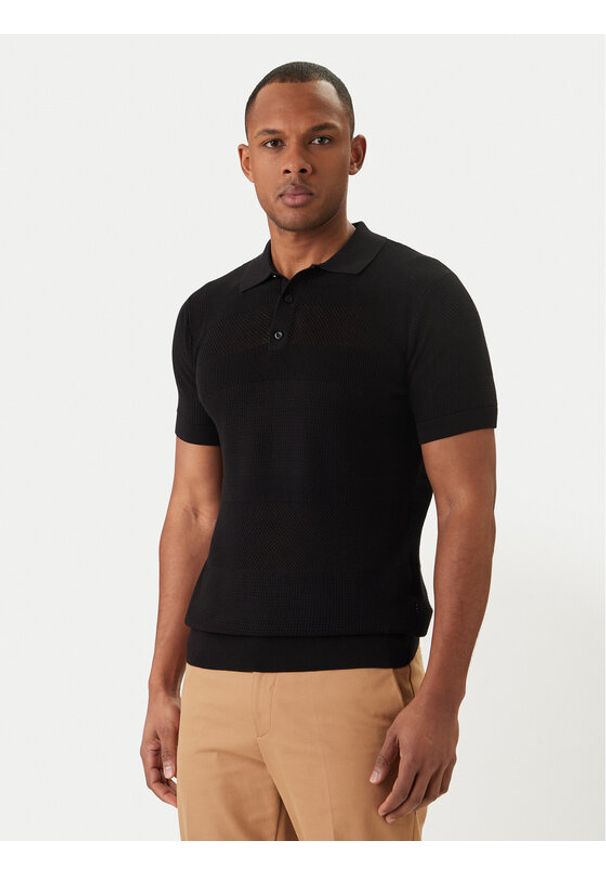 Karl Lagerfeld - KARL LAGERFELD Polo 655009 562301 Czarny Regular Fit. Typ kołnierza: polo. Kolor: czarny. Materiał: bawełna