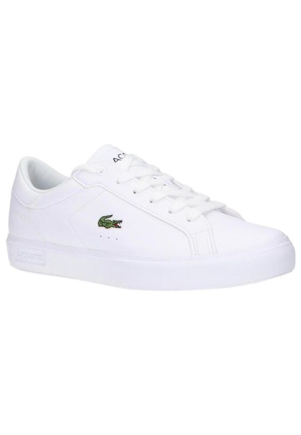 Buty damskie sportowe Lacoste Powercourt 0721. Zapięcie: sznurówki. Kolor: biały. Materiał: materiał, skóra. Szerokość cholewki: normalna. Sport: turystyka piesza