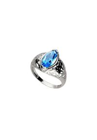 Polcarat Design - Srebrny pierścionek z kryształem Swarovski PK 1905. Materiał: srebrne. Kolor: srebrny. Wzór: aplikacja. Kamień szlachetny: kryształ #1