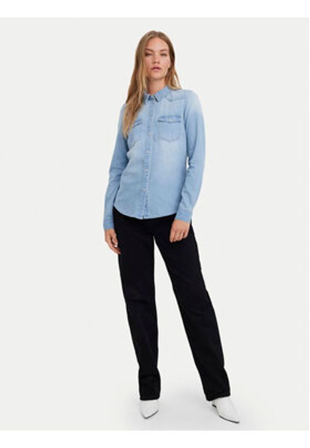 Vero Moda Koszula jeansowa Maria 10277523 Błękitny Slim Fit. Kolor: niebieski. Materiał: bawełna