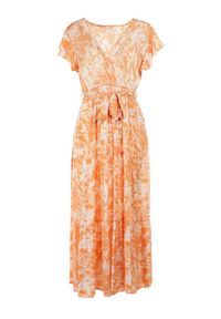 Born2be - Pomarańczowa Sukienka Nesyse. Kolor: pomarańczowy. Materiał: materiał, tkanina, guma. Długość rękawa: krótki rękaw. Typ sukienki: kopertowe. Długość: maxi #2