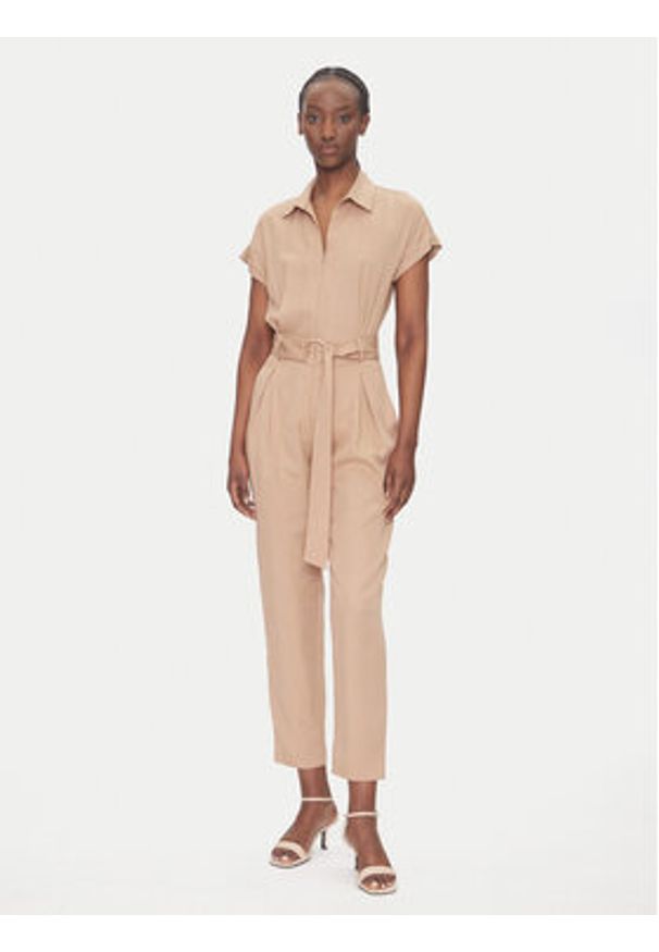 ACCESS FASHION Kombinezon 53-5511-128 Beżowy Regular Fit. Kolor: beżowy. Materiał: lyocell