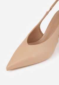 Renee - Ciemnobeżowe Szpilki Slingback VICES z Cholewką z Wycięciem V Natonale. Zapięcie: bez zapięcia. Kolor: beżowy. Materiał: koronka. Szerokość cholewki: normalna. Obcas: na szpilce #7