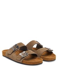 Tory Burch Klapki Mellow Slide 171151 Brązowy. Kolor: brązowy. Materiał: skóra, zamsz #2