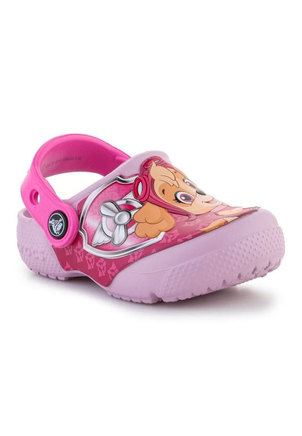 Chodaki Crocs Fl Paw Patrol Patch Cg T Jr 207487-6GD różowe. Kolor: różowy. Materiał: materiał, skóra. Wzór: motyw z bajki