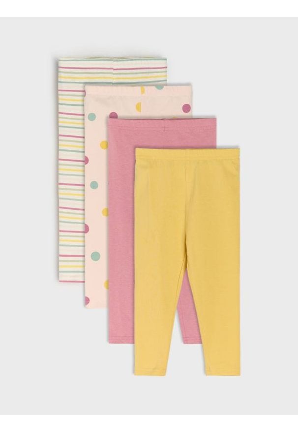 Sinsay - Bawełniane legginsy 4 pack - kremowy. Kolor: kremowy. Materiał: bawełna