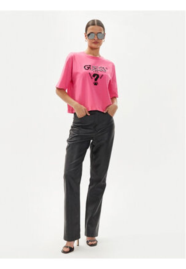 Guess T-Shirt Aurelie V4YI06 I3Z14 Różowy Boxy Fit. Kolor: różowy. Materiał: bawełna