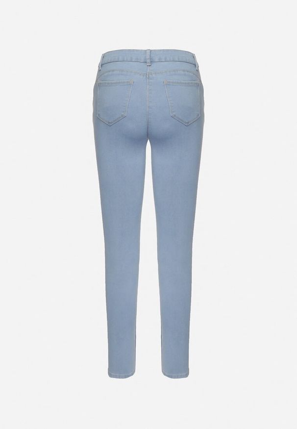 Born2be - Niebieskie Skinny Jeansy z Wysokim Stanem i Dziurami Lainera. Okazja: na co dzień. Stan: podwyższony. Kolor: niebieski. Styl: casual, elegancki