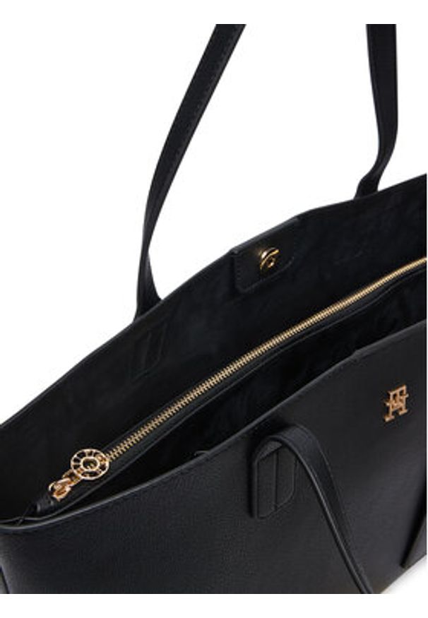 TOMMY HILFIGER - Tommy Hilfiger Torebka Th Icon Tote AW0AW18724 Czarny. Kolor: czarny. Materiał: skórzane