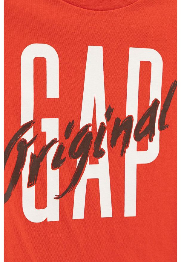 GAP t-shirt bawełniany dziecięcy kolor czerwony z nadrukiem. Okazja: na co dzień. Kolor: czerwony. Materiał: bawełna. Wzór: nadruk. Styl: casual
