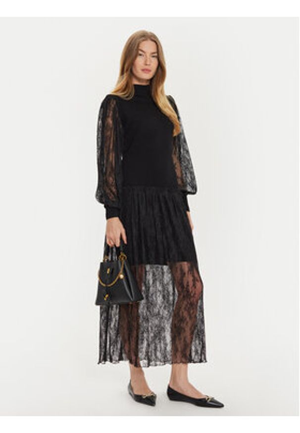 TwinSet - TWINSET Sukienka dzianinowa 242TT3161 Czarny Regular Fit. Kolor: czarny. Materiał: syntetyk