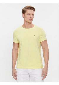 TOMMY HILFIGER - Tommy Hilfiger T-Shirt Stretch Slim Fit Tee MW0MW10800 Żółty Slim Fit. Kolor: żółty. Materiał: bawełna