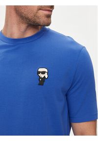 Karl Lagerfeld - KARL LAGERFELD T-Shirt 755027 542221 Niebieski Regular Fit. Typ kołnierza: dekolt w karo. Kolor: niebieski. Materiał: bawełna #2