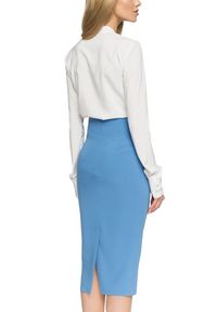Stylove - Elegancka spódnica ołówkowa z wysokim stanem i guzikami midi niebieska. Okazja: do pracy. Stan: podwyższony. Kolor: niebieski. Styl: elegancki