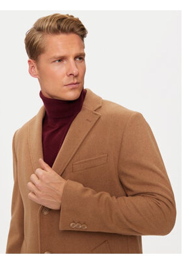 Pierre Cardin Płaszcz wełniany C4 83100.6130 Brązowy Regular Fit. Kolor: brązowy. Materiał: syntetyk, wełna