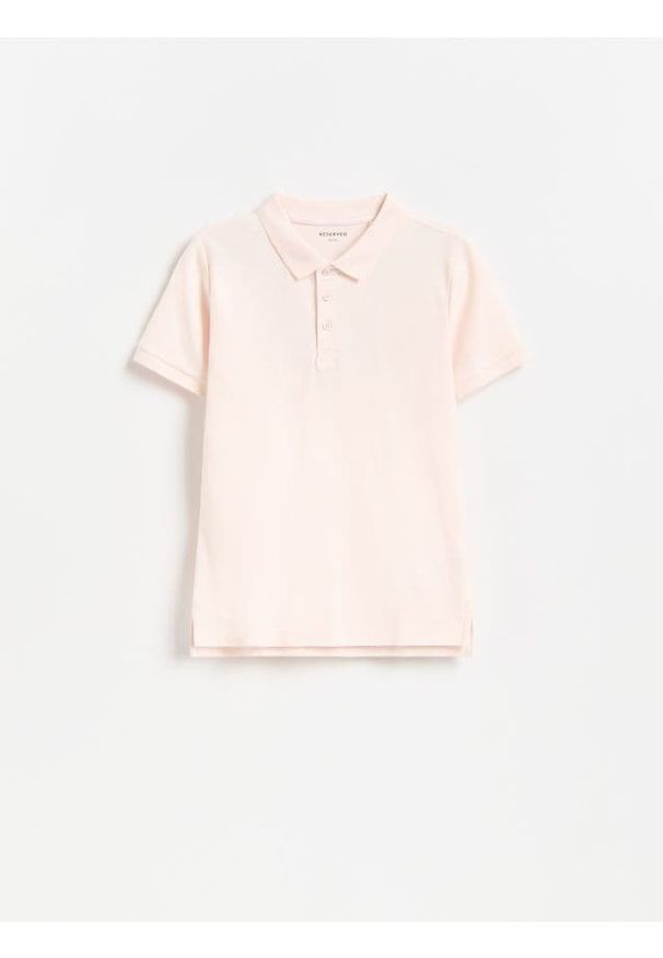 Reserved - T-shirt polo - pastelowy róż. Typ kołnierza: polo. Kolor: różowy. Materiał: bawełna, dzianina