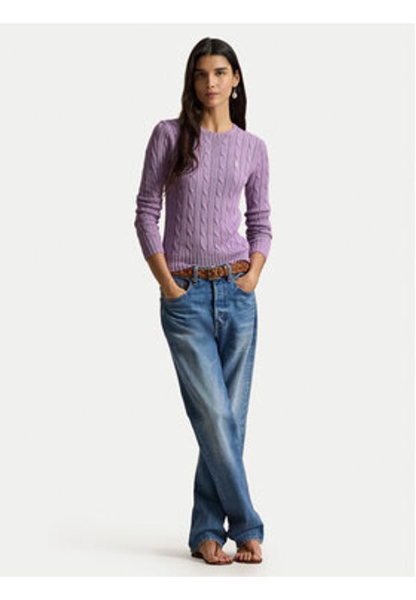 Polo Ralph Lauren Sweter 211971869505 Fioletowy Slim Fit. Typ kołnierza: polo. Kolor: fioletowy. Materiał: bawełna