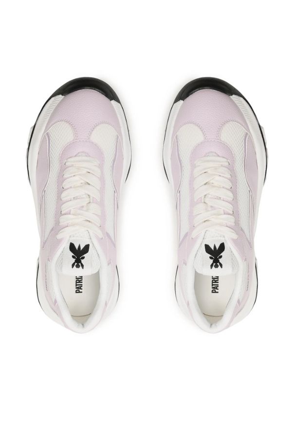 Patrizia Pepe Sneakersy | 8Z0081/E028 | Kobieta | Biały, Fioletowy. Nosek buta: okrągły. Kolor: biały, wielokolorowy, fioletowy. Materiał: skóra ekologiczna, tkanina. Wzór: aplikacja. Obcas: na platformie. Sport: turystyka piesza