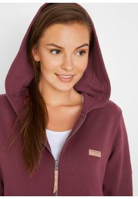 bonprix - Bluza rozpinana z kapturem, z czystej bawełny. Typ kołnierza: kaptur. Kolor: czerwony. Materiał: bawełna #3