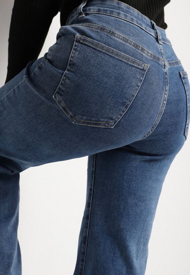 Born2be - Niebieskie Szerokie Jeansy z Wiskozą z Regularnym Stanem Setve. Okazja: na co dzień. Kolor: niebieski. Styl: casual, elegancki