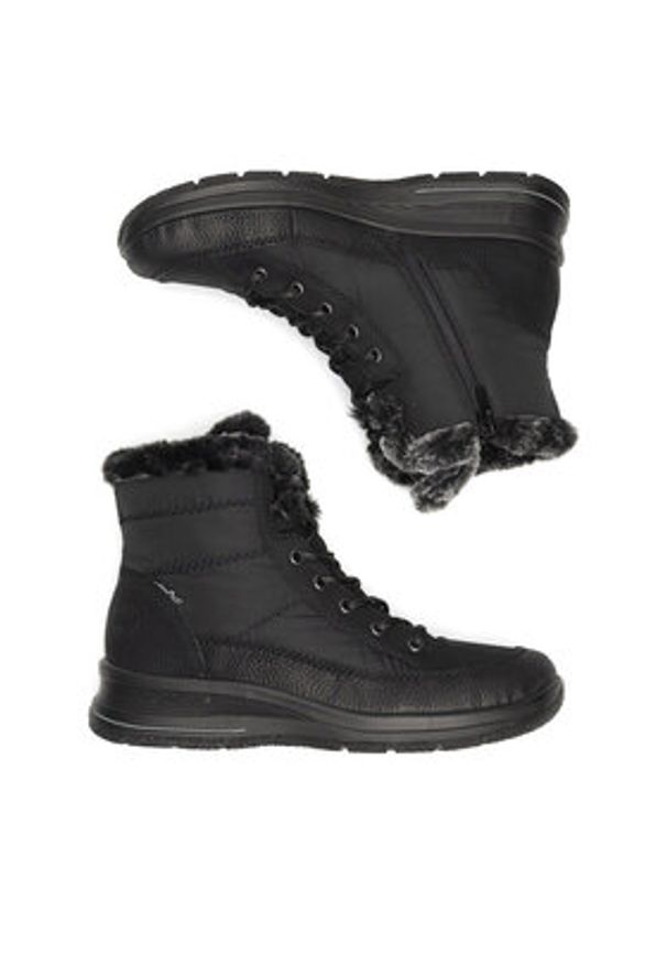 Rieker Trzewiki L7742-00 Czarny. Kolor: czarny. Materiał: materiał