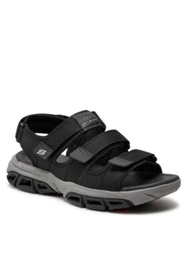 skechers - Skechers Sandały Atlan-Bodie 210444/BLK Czarny. Kolor: czarny. Materiał: materiał