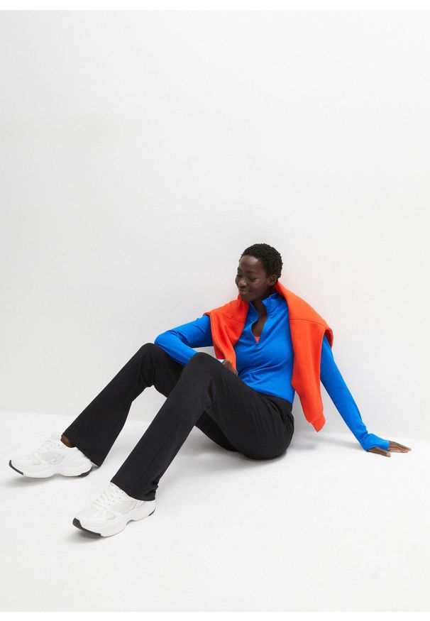 bonprix - Spodnie z czystej bawełny organicznej z dodatkiem stretchu. Kolor: czarny. Materiał: bawełna. Styl: sportowy