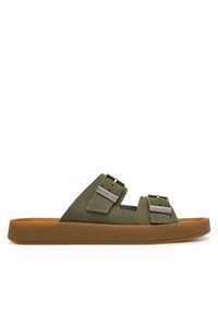 Calvin Klein Klapki Ergon Double Bar Sandal Su HM0HM02094 Zielony. Kolor: zielony. Materiał: skóra, zamsz #1
