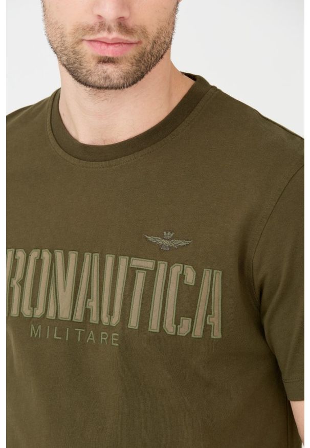 Aeronautica Militare - AERONAUTICA MILITARE Zielony bawełniany męski t-shirt, Rozmiar XL. Kolor: zielony. Materiał: bawełna