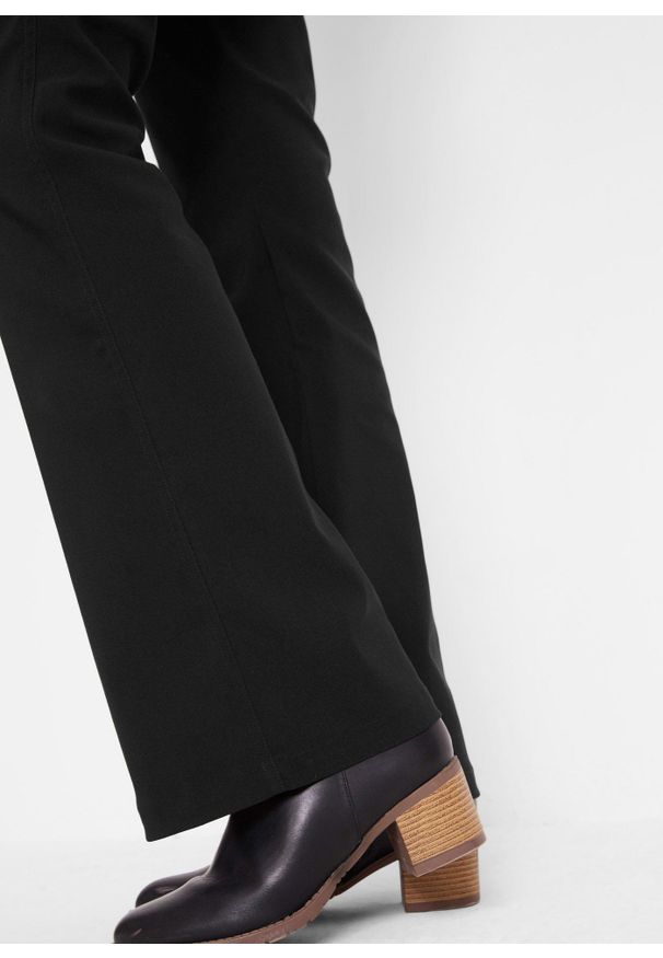 bonprix - Spodnie ze stretchem z domieszką wiskozy. Kolor: czarny. Materiał: skóra, wiskoza