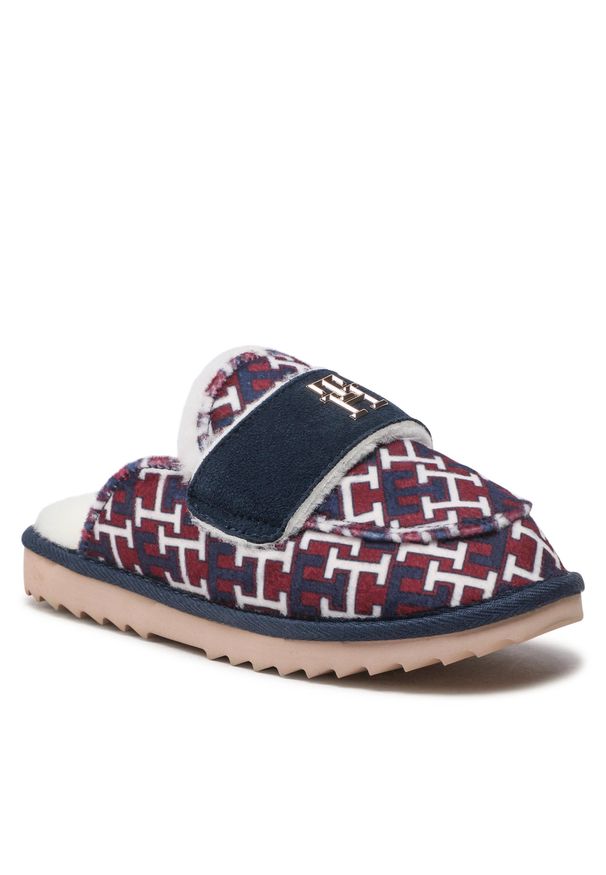 TOMMY HILFIGER - Kapcie Tommy Hilfiger - Loafer Mule Slipper Monogram FW0FW06716 Rwb Monogram 0KQ. Okazja: do domu. Materiał: materiał. Szerokość cholewki: normalna