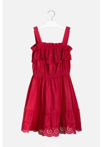 Mayoral - Sukienka dziecięca 128-167 cm. Kolor: różowy. Materiał: bawełna, dzianina. Długość rękawa: na ramiączkach. Wzór: gładki. Typ sukienki: rozkloszowane. Długość: mini #2