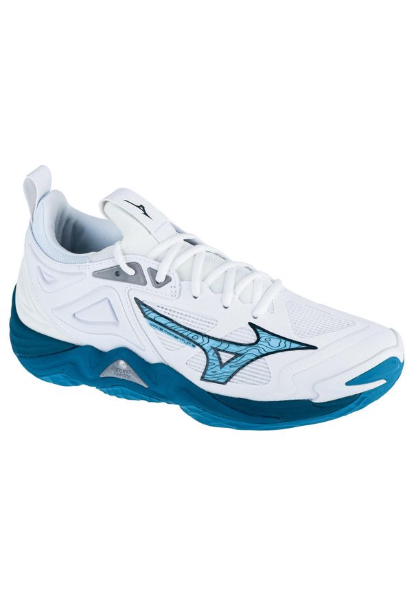 Buty siatkarskie męskie Mizuno V1GA231221. Zapięcie: sznurówki. Kolor: biały, wielokolorowy, szary. Materiał: guma, materiał, tkanina, syntetyk. Szerokość cholewki: normalna