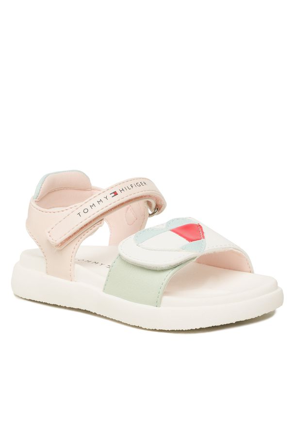 TOMMY HILFIGER - Sandały Tommy Hilfiger Heart Velcro Sandal T1A2-32754-1355 S White/Multicolor X256. Kolor: biały. Materiał: skóra